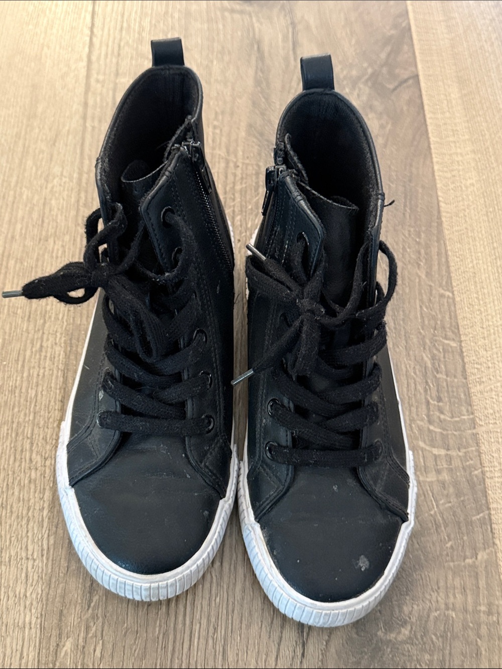 Cat & Jack Black High-Top Lace-Up Sneakers with Side Zipper
